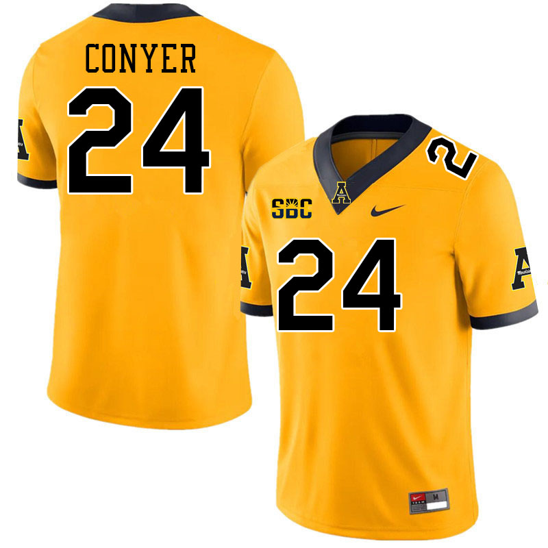 Appalachian State Mountaineers #24 Cristian Conyer College Football Jerseys Stitched-Gold